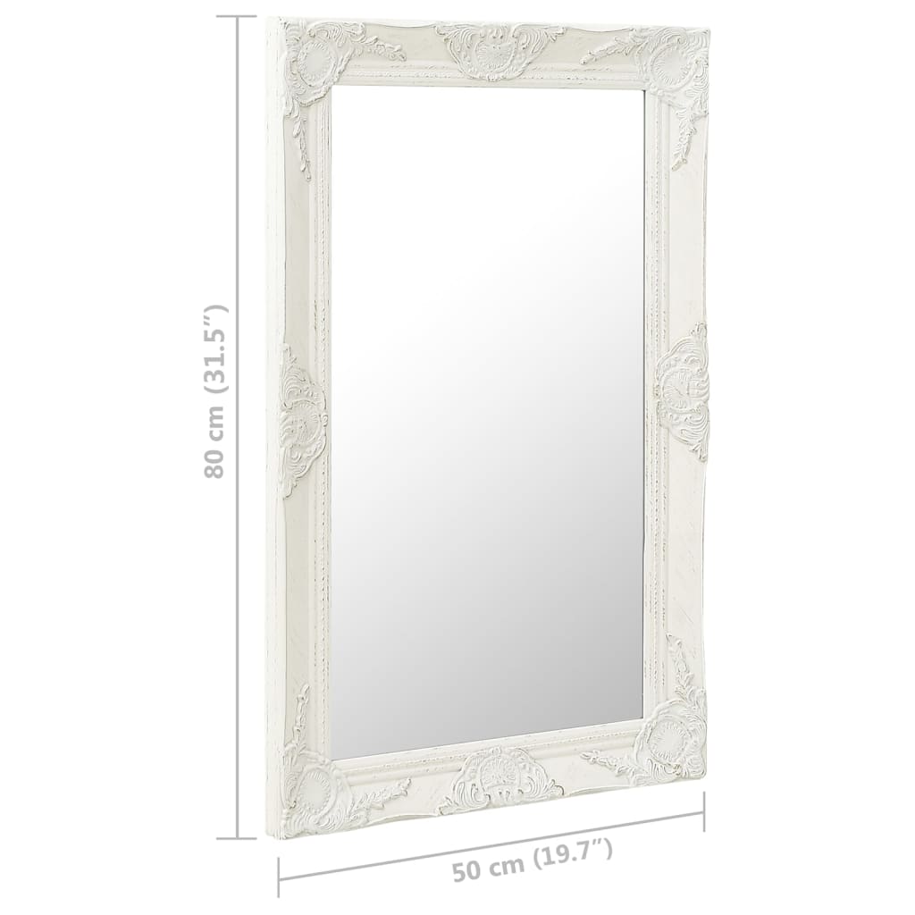 vidaXL Wall Mirror Baroque Style 50x80 cm White