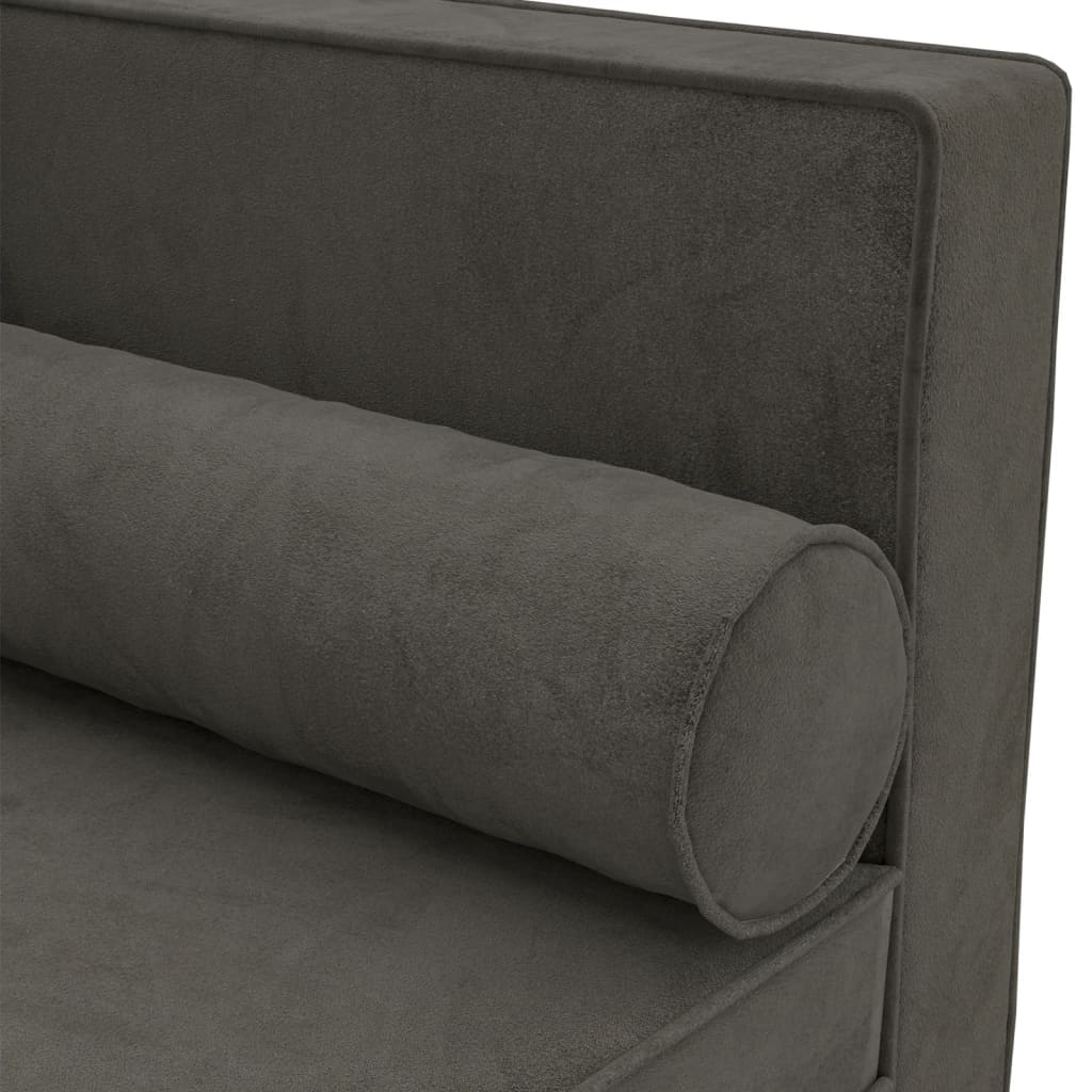 vidaXL Chaise Lounge with Cushions and Bolster Dark Grey Velvet