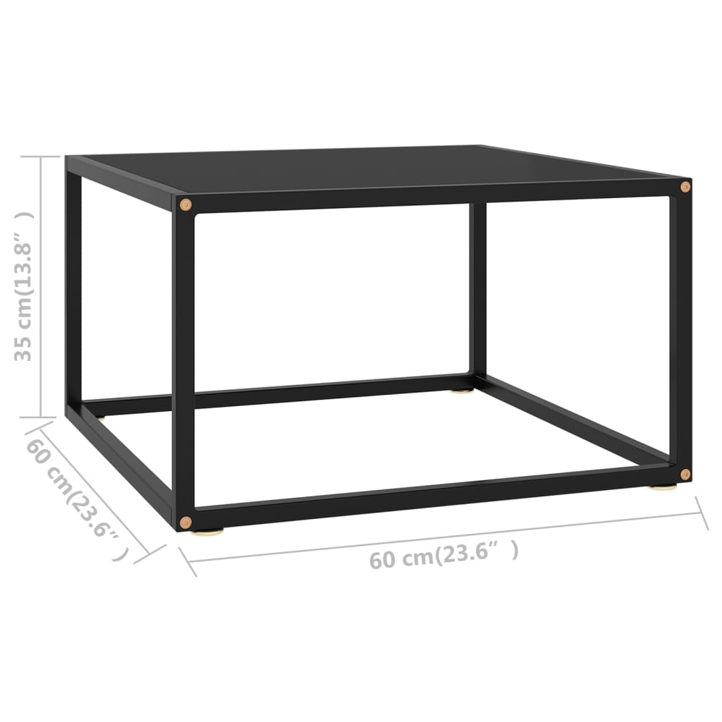 vidaXL Coffee Table Black with Black Glass 60x60x35 cm