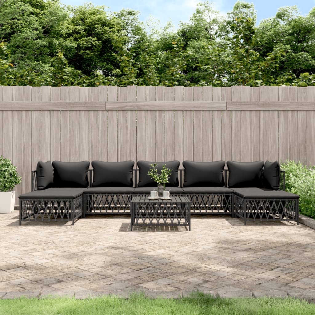 vidaXL 8 Piece Garden Lounge Set with Cushions Anthracite Steel