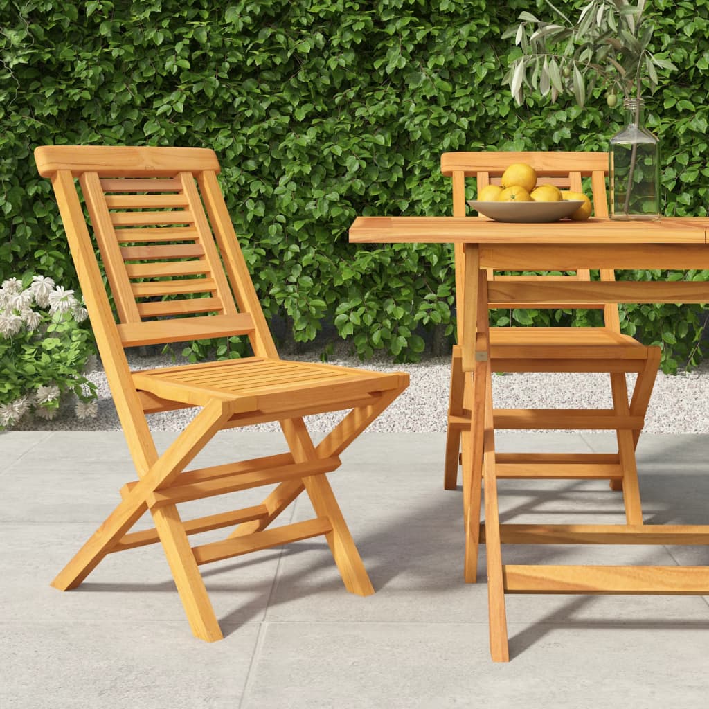 vidaXL Folding Garden Chairs 2 pcs 47x63x90 cm Solid Wood Teak