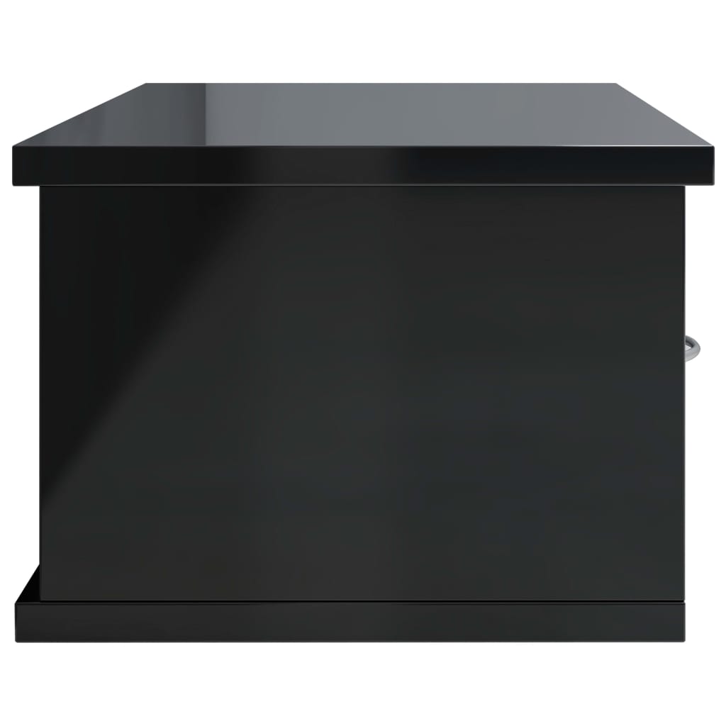 vidaXL Wall-mounted Drawer Shelf High Gloss Black 60x26x18.5 cm Engineered Wood