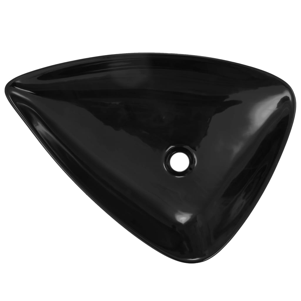 vidaXL Basin Ceramic Black Triangle 645x455x115 mm