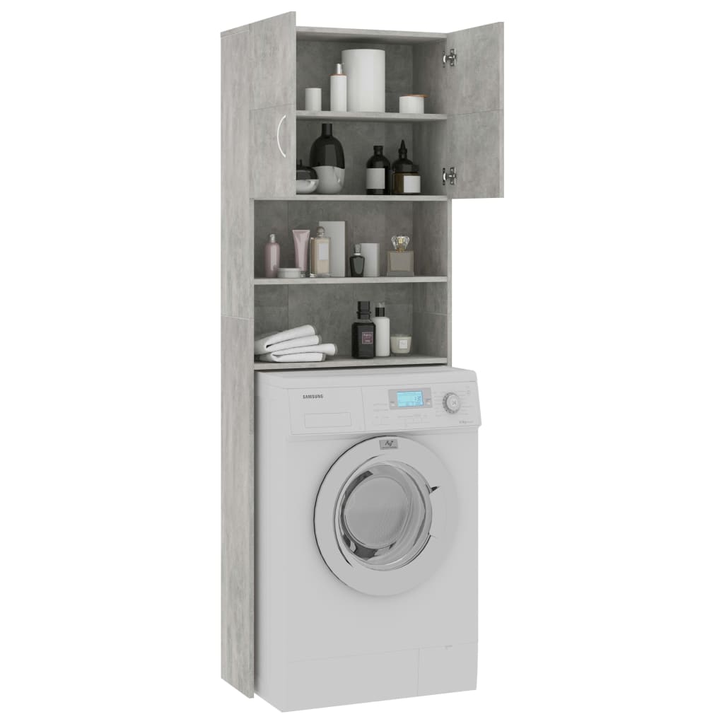 vidaXL Washing Machine Cabinet Concrete Grey 64x25.5x190 cm Chipboard