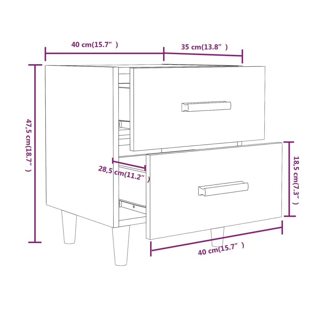 vidaXL Bed Cabinets 2 pcs Smoked Oak 40x35x47.5 cm