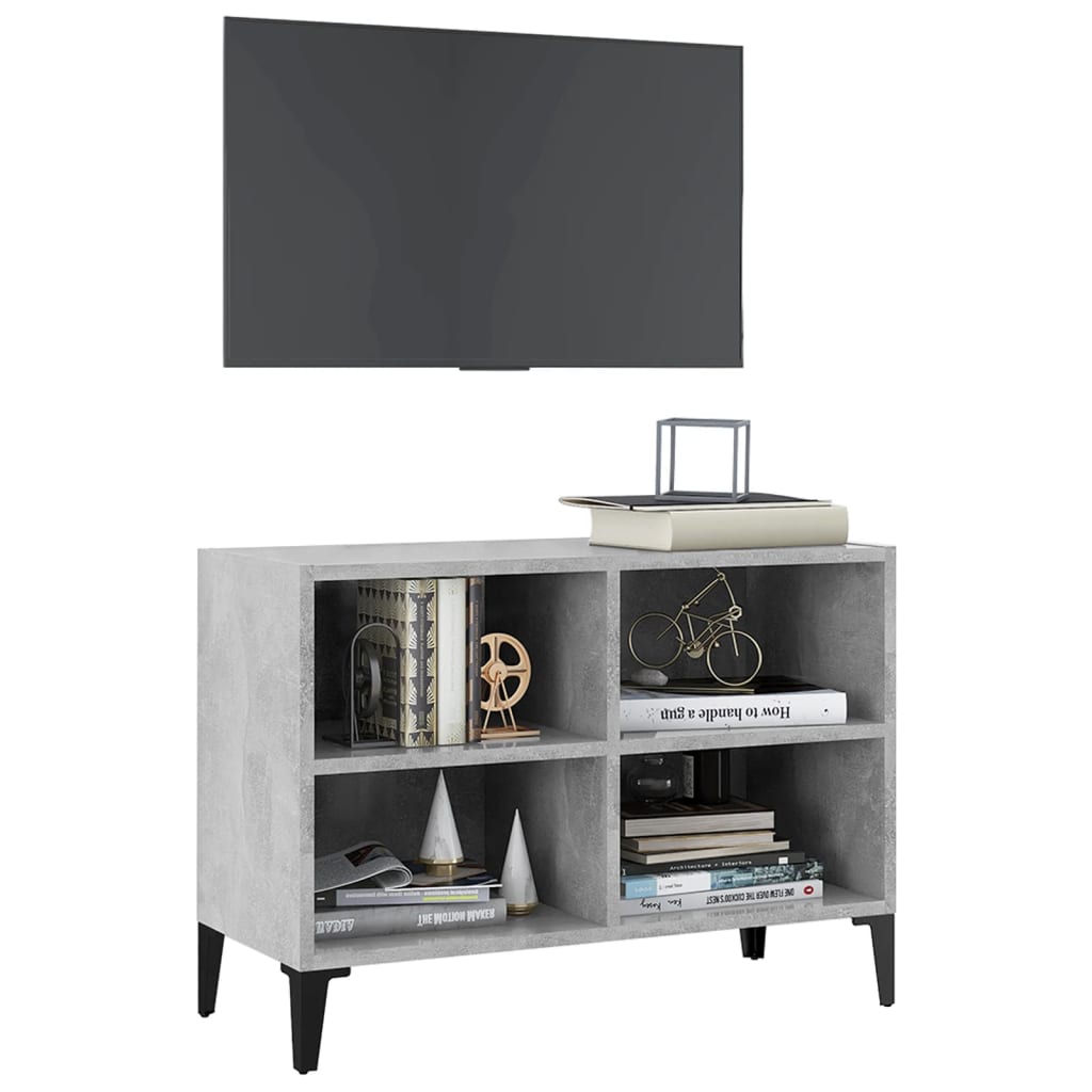 vidaXL TV Cabinet with Metal Legs Concrete Grey 69.5x30x50 cm
