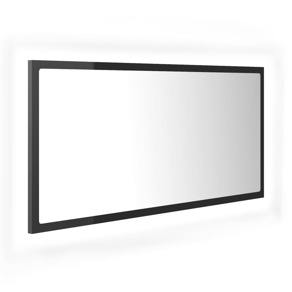 vidaXL LED Bathroom Mirror High Gloss Grey 90x8.5x37 cm Acrylic