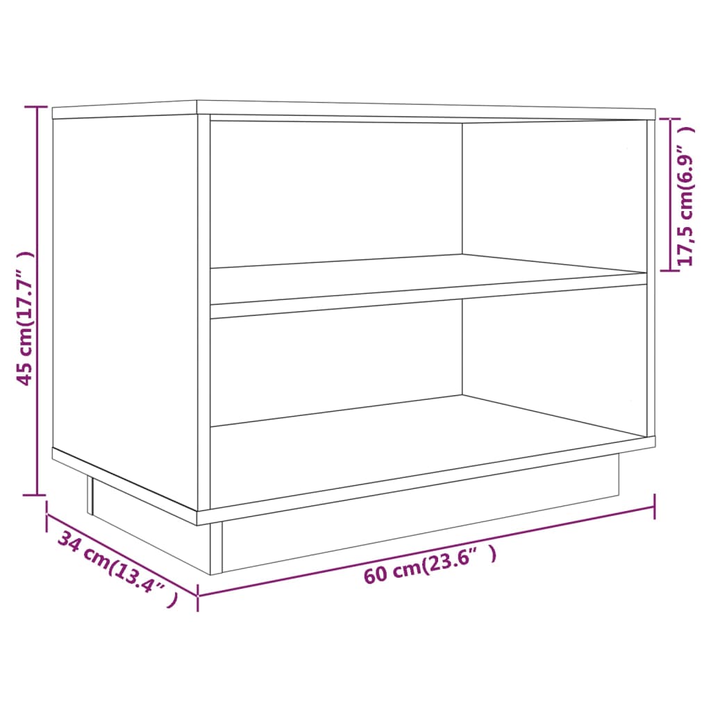 vidaXL Shoe Cabinet White 60x34x45 cm Solid Wood Pine