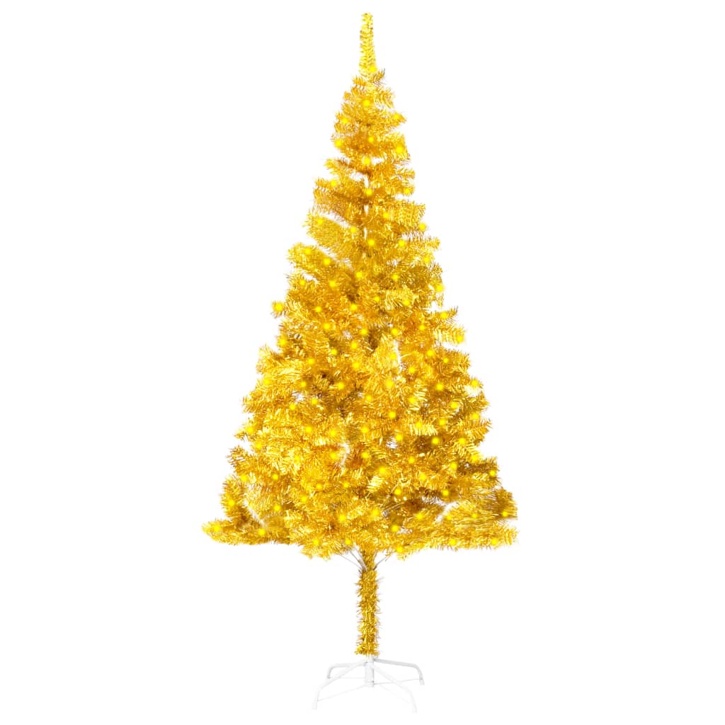 vidaXL Artificial Pre-lit Christmas Tree with Stand Gold 180 cm PET