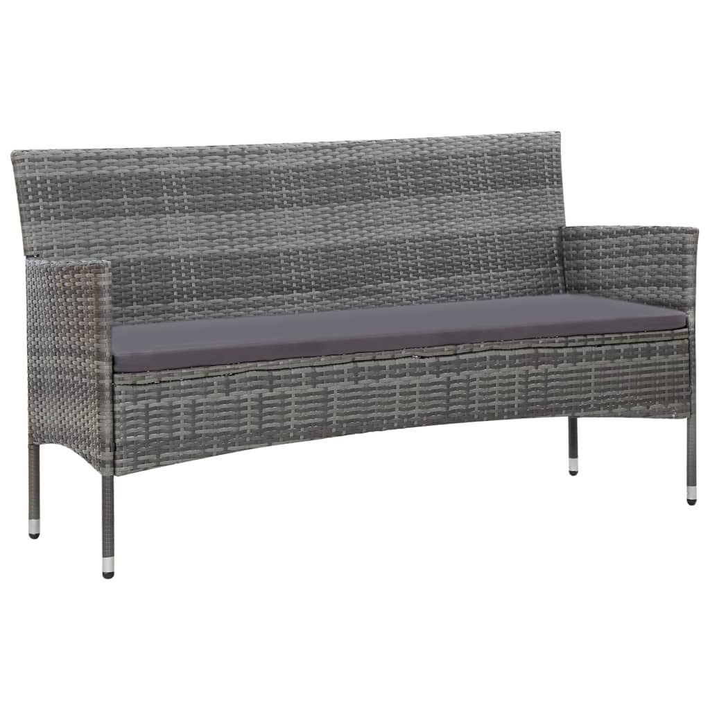 vidaXL 4 Piece Garden Lounge Set With Cushions Poly Rattan Grey