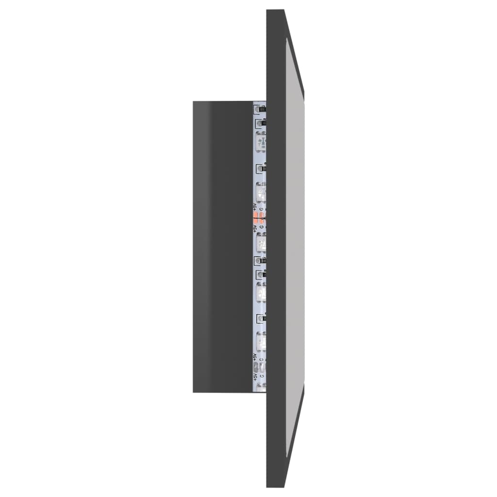 vidaXL LED Bathroom Mirror High Gloss Grey 60x8.5x37 cm Acrylic