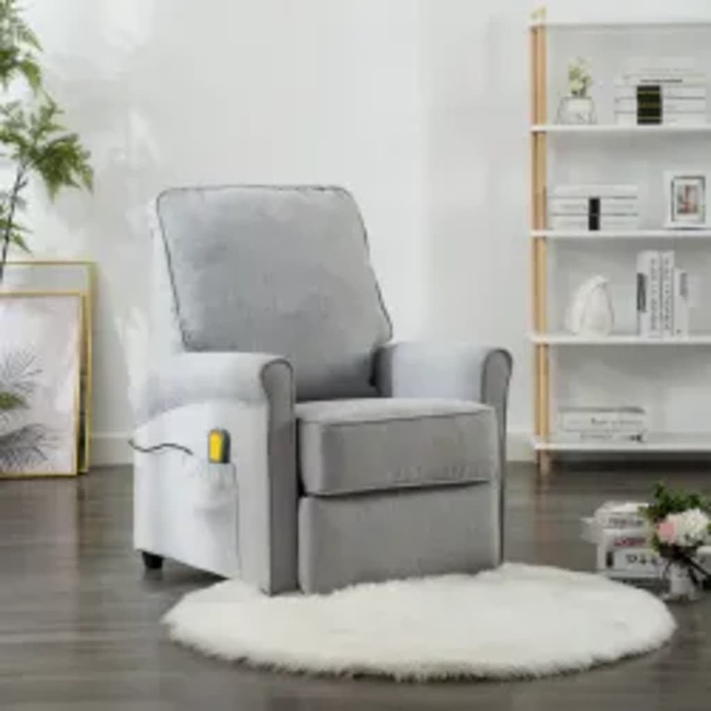 vidaXL Massage Chair Light Grey Fabric