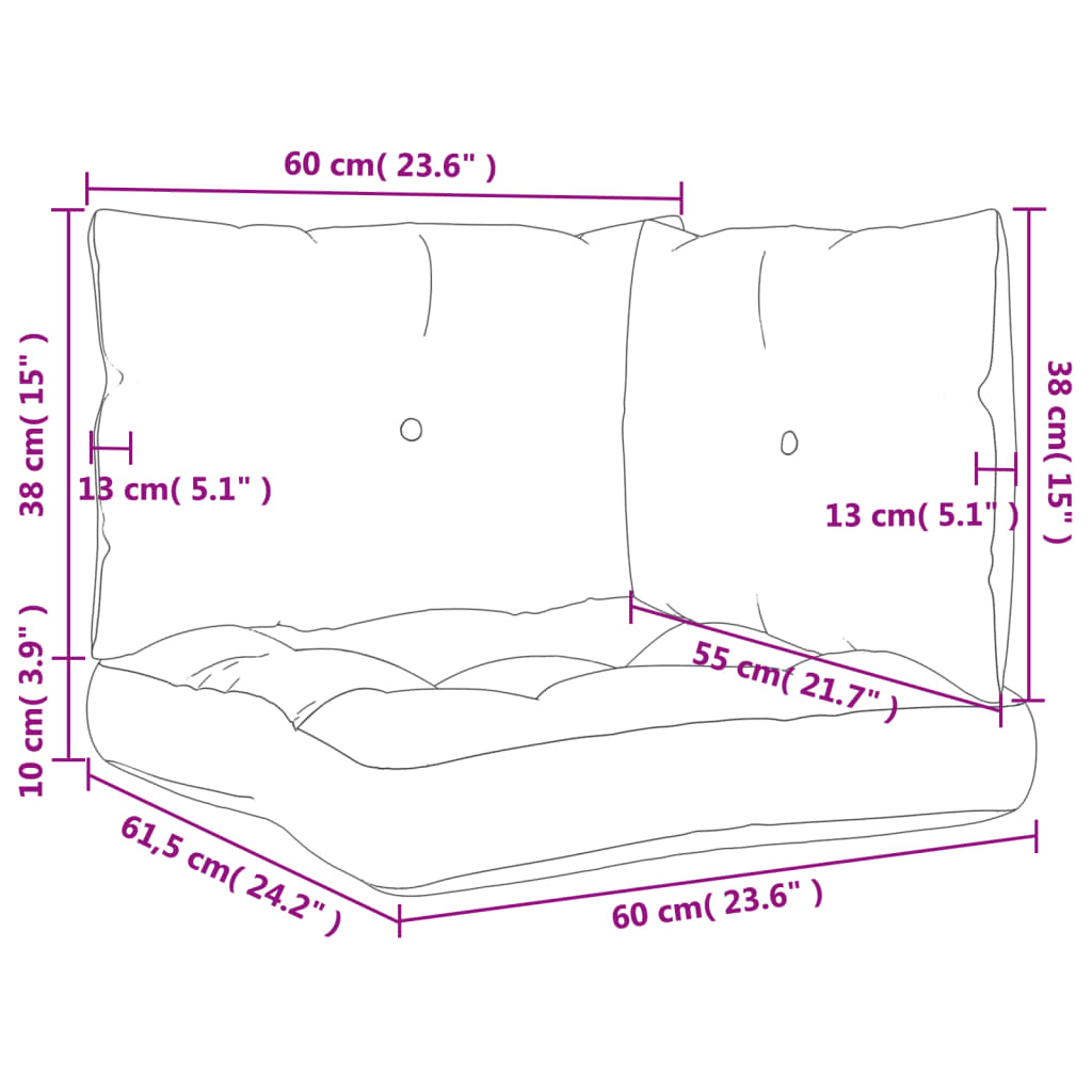 vidaXL Pallet Cushions 3 pcs Grey Fabric