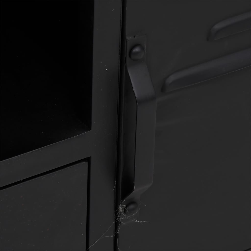 vidaXL TV Cabinet Black 110x30x43 cm Iron and Solid Wood Fir