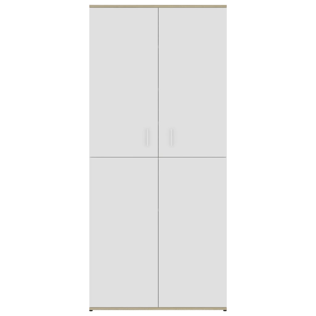 vidaXL Shoe Cabinet White and Sonoma Oak 80x39x178 cm Engineered Wood