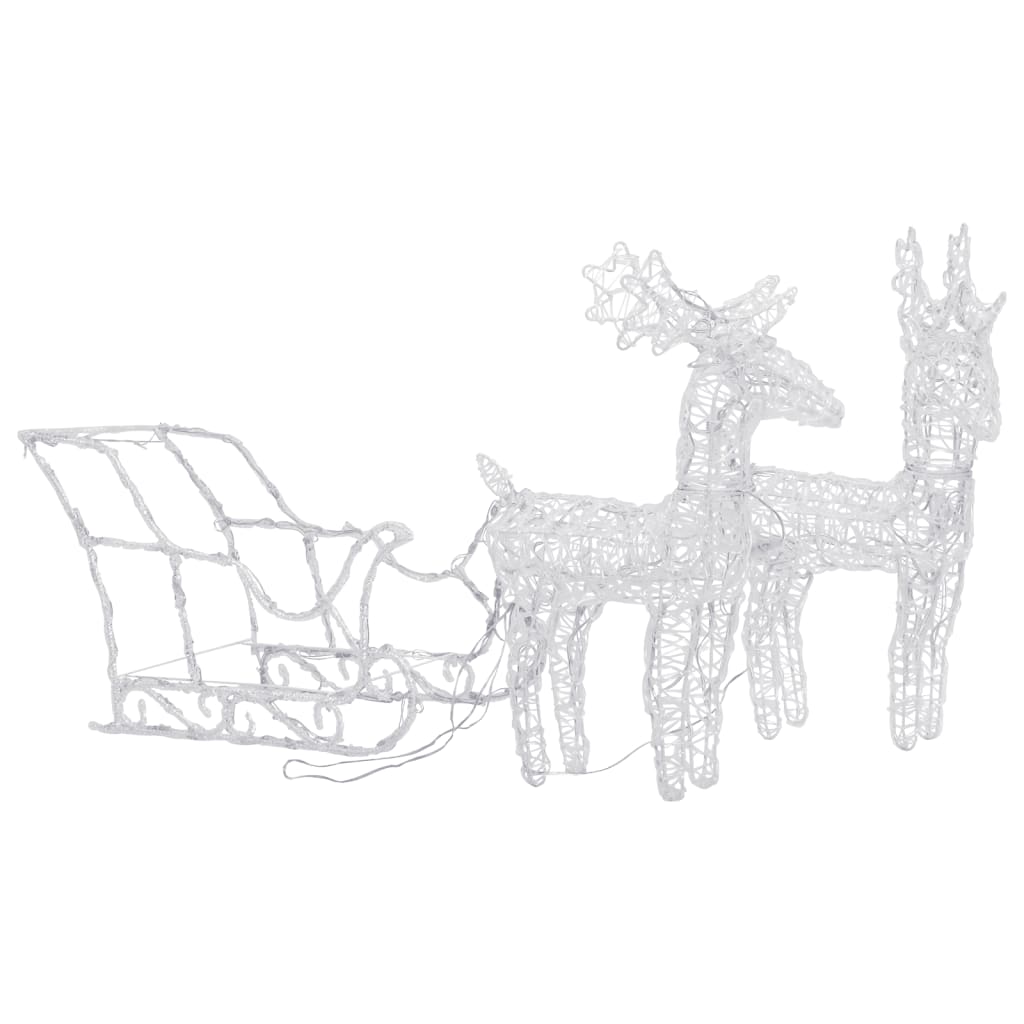 vidaXL Reindeers & Sleigh Christmas Decoration 160 LEDs 130 cm Acrylic