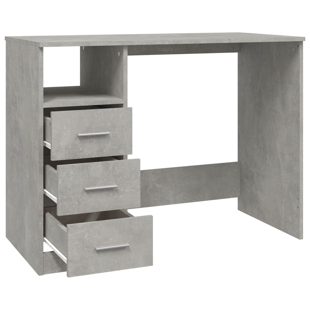 vidaXL Desk with Drawers Concrete Grey 102x50x76 cm Engineered Wood