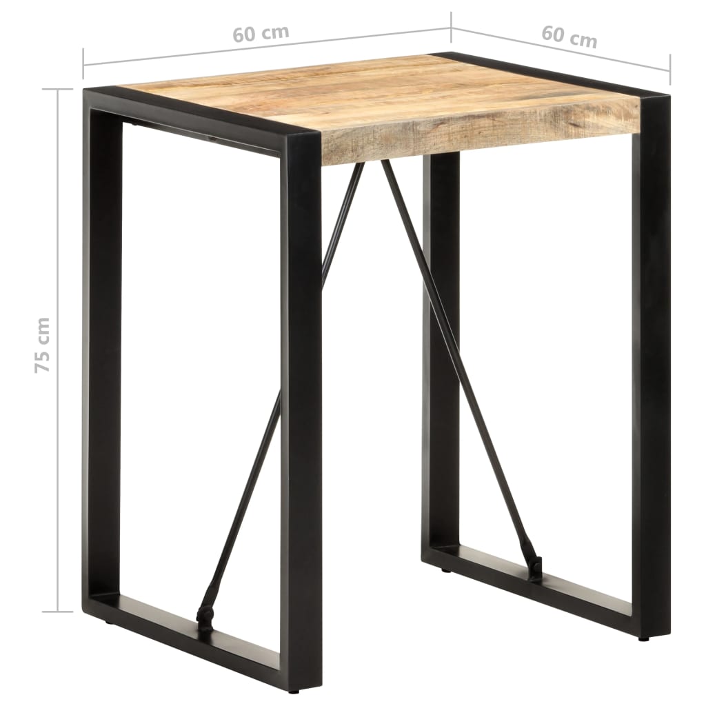 vidaXL Dining Table 60x60x75 cm Solid Rough Mango Wood
