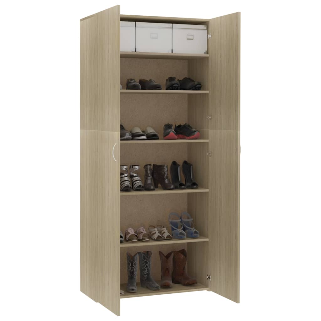 vidaXL Shoe Cabinet Sonoma Oak 80x35.5x180 cm Engineered Wood