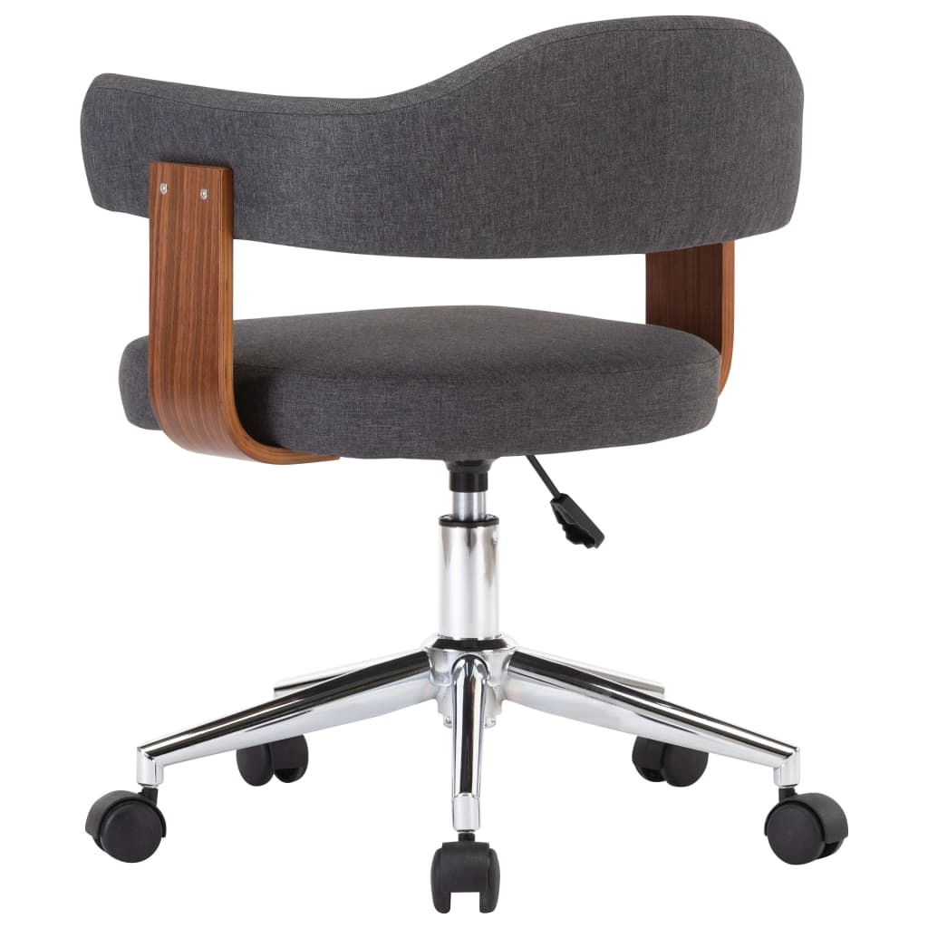 vidaXL Swivel Dining Chair Grey Bent Wood and Fabric