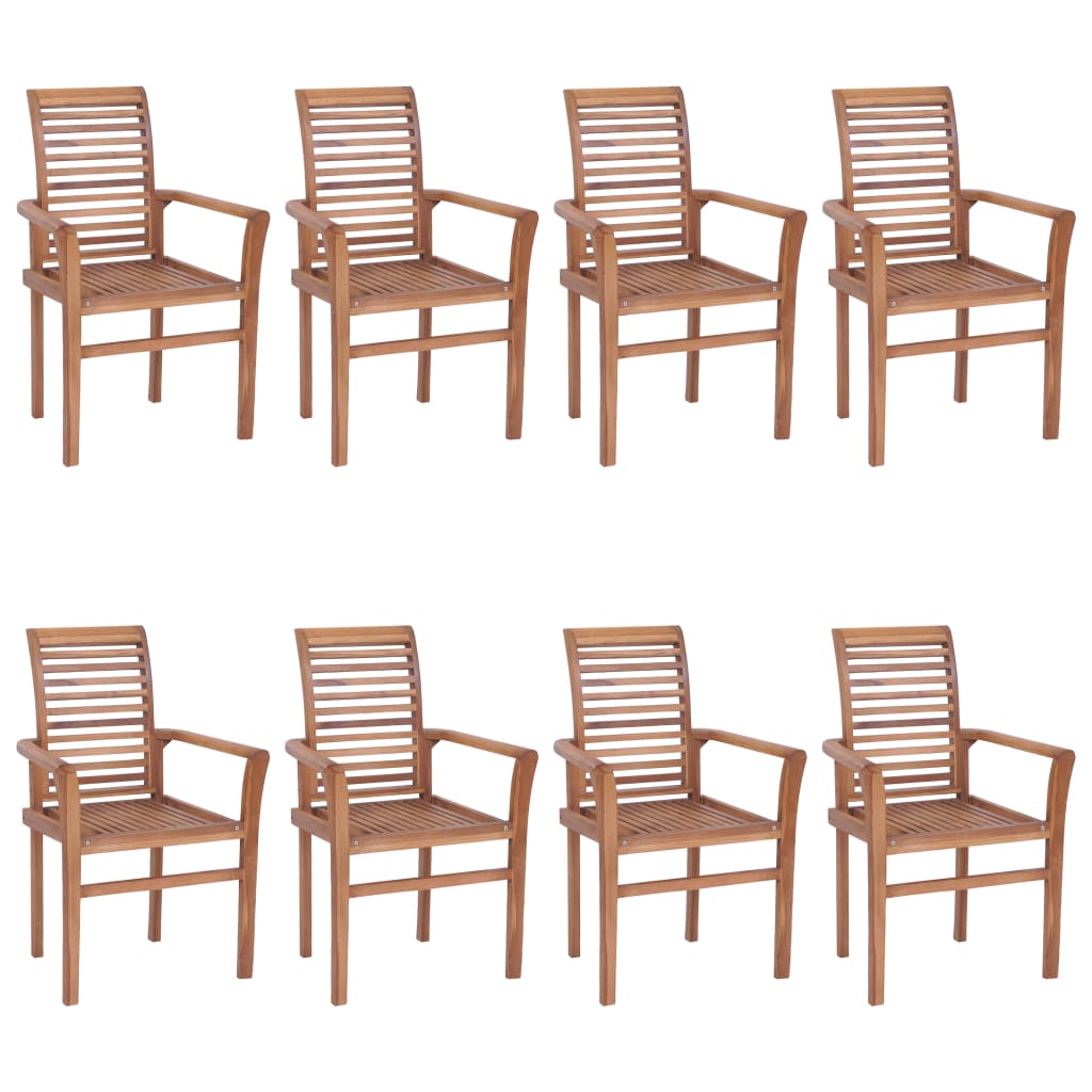 vidaXL Dining Chairs 8 pcs with Grey Cushions Solid Teak Wood