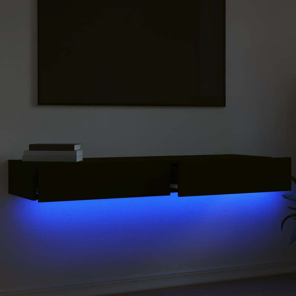 vidaXL TV Cabinets with LED Lights 2 pcs Black 60x35x15.5 cm
