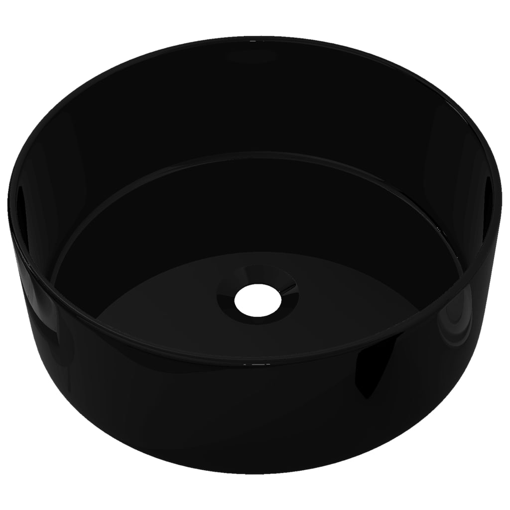 vidaXL Basin Ceramic Round Black 40x15 cm