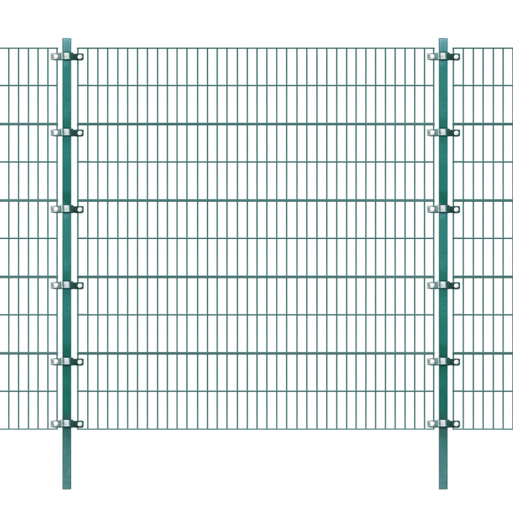 vidaXL Fence Panel with Posts Powder-coated Iron 6x2 m Green