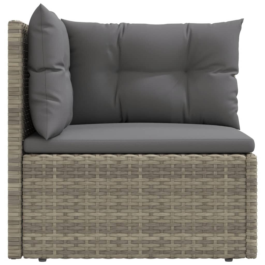 vidaXL Garden Corner Sofa with Cushions Grey Poly Rattan