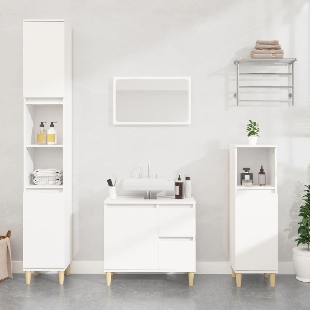 vidaXL Bathroom Cabinet White 30x30x190 cm Engineered Wood | vidaXL.com.au
