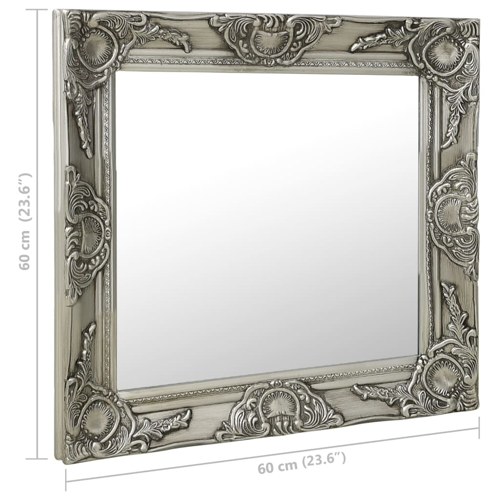 vidaXL Wall Mirror Baroque Style 60x60 cm Silver