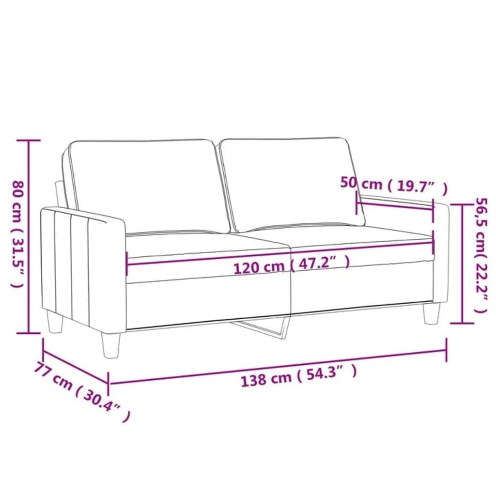 vidaXL 2-Seater Sofa Black 120 cm Fabric