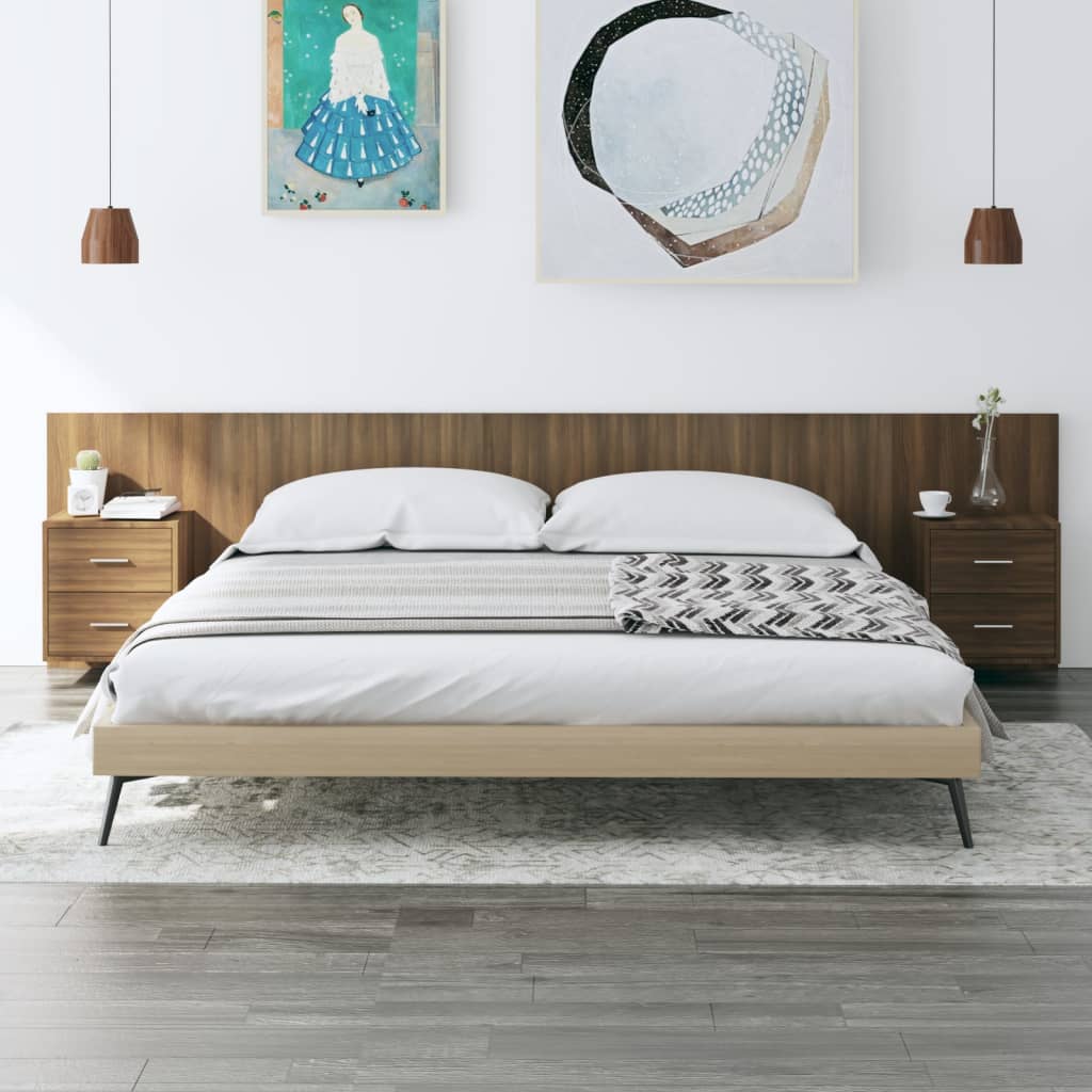vidaXL Bed Headboard with Cabinets Brown Oak Engineered Wood