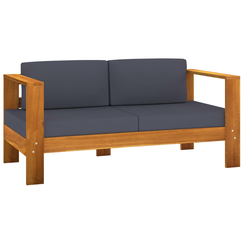 vidaXL 4 Piece Garden Lounge Set with Dark Grey Cushions Acacia Wood