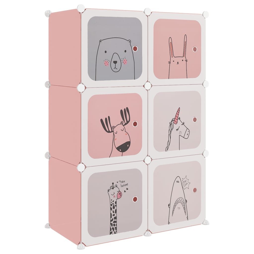 vidaXL Cube Storage Cabinet for Kids with 6 Cubes Pink PP