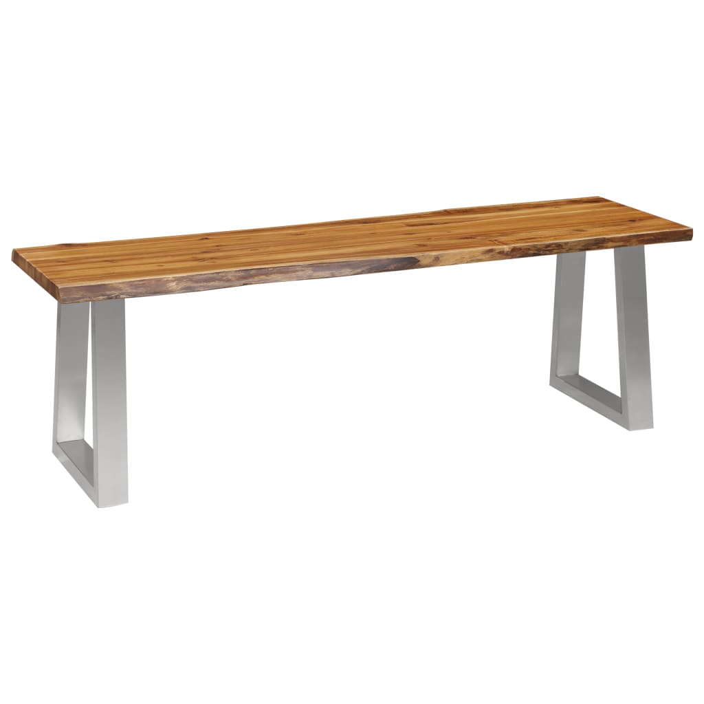 vidaXL Bench 140 cm Solid Acacia Wood and Stainless Steel