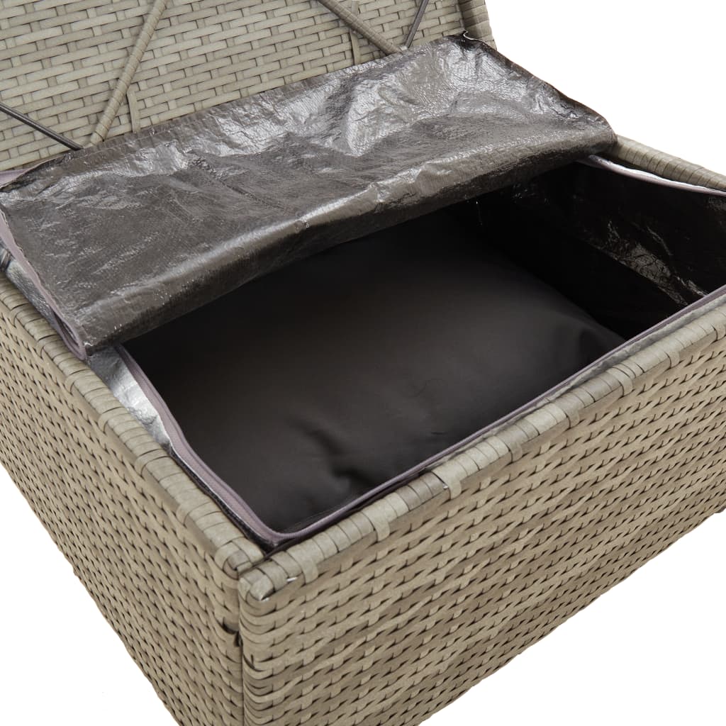 vidaXL Garden Footrest with Cushion Grey 55x55x30 cm Poly Rattan