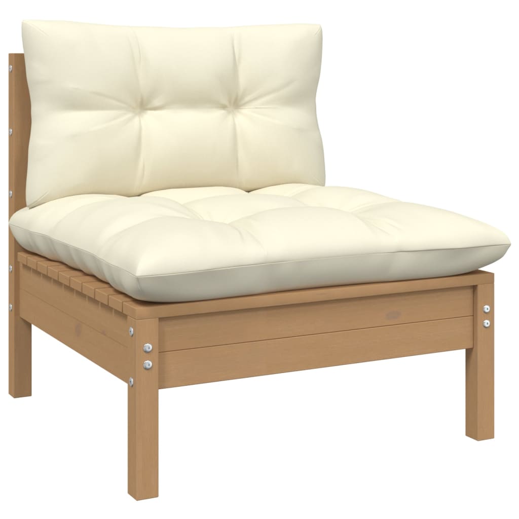 vidaXL 4 Piece Garden Lounge Set with Cream Cushions Pinewood