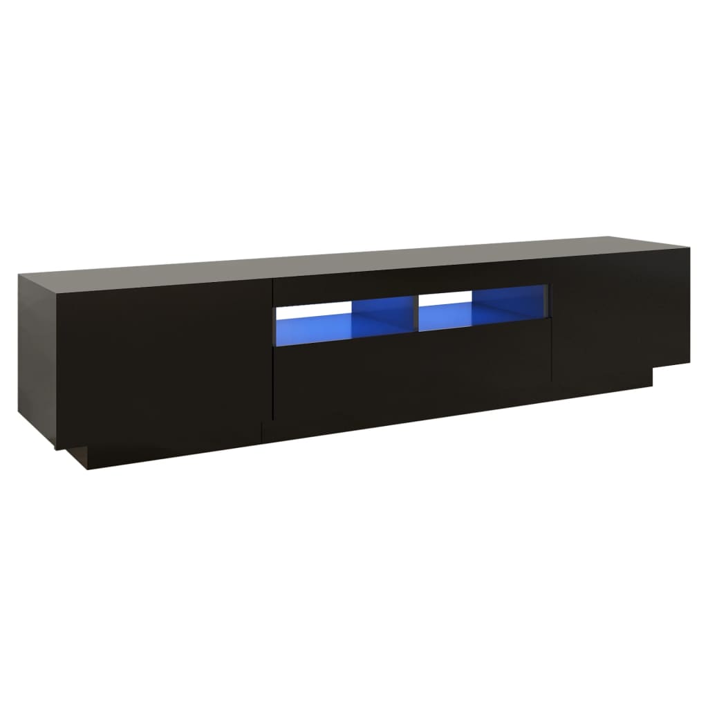 vidaXL TV Cabinet with LED Lights Black 180x35x40 cm