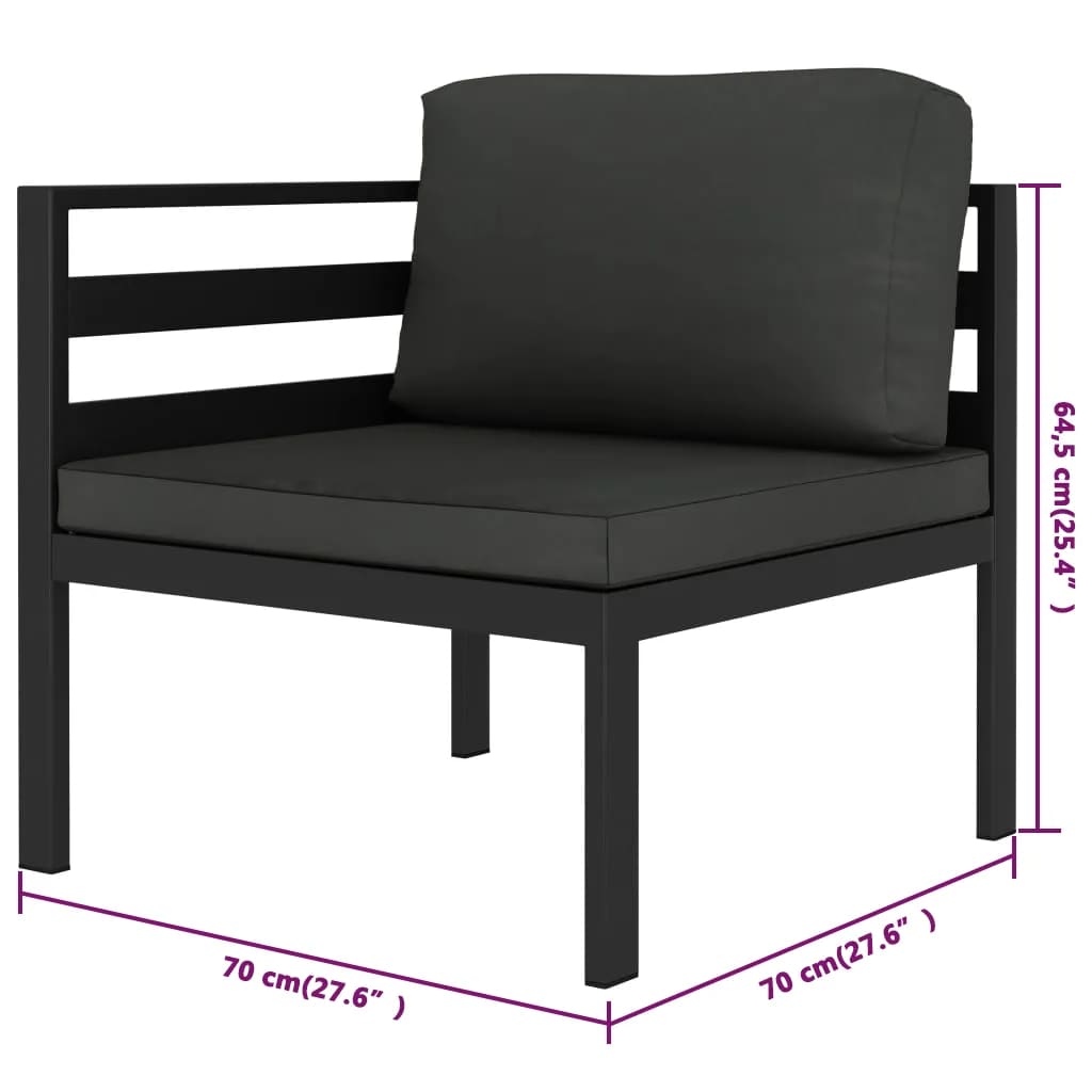 vidaXL Sectional Corner Sofa with Cushions Aluminium Anthracite