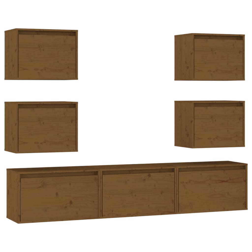 vidaXL TV Cabinets 7 pcs Honey Brown Solid Wood Pine