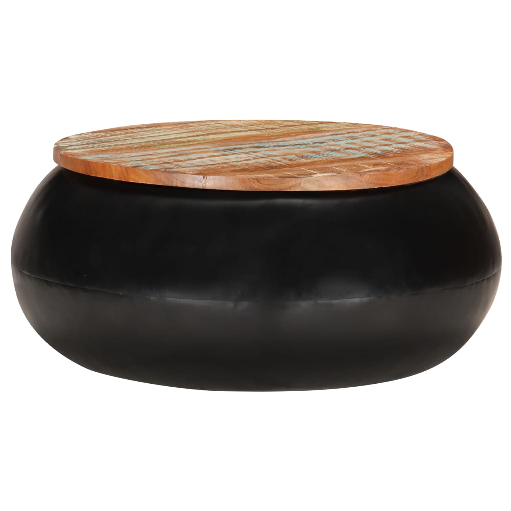 vidaXL Coffee Table Black 68x68x30 cm Solid Reclaimed Wood