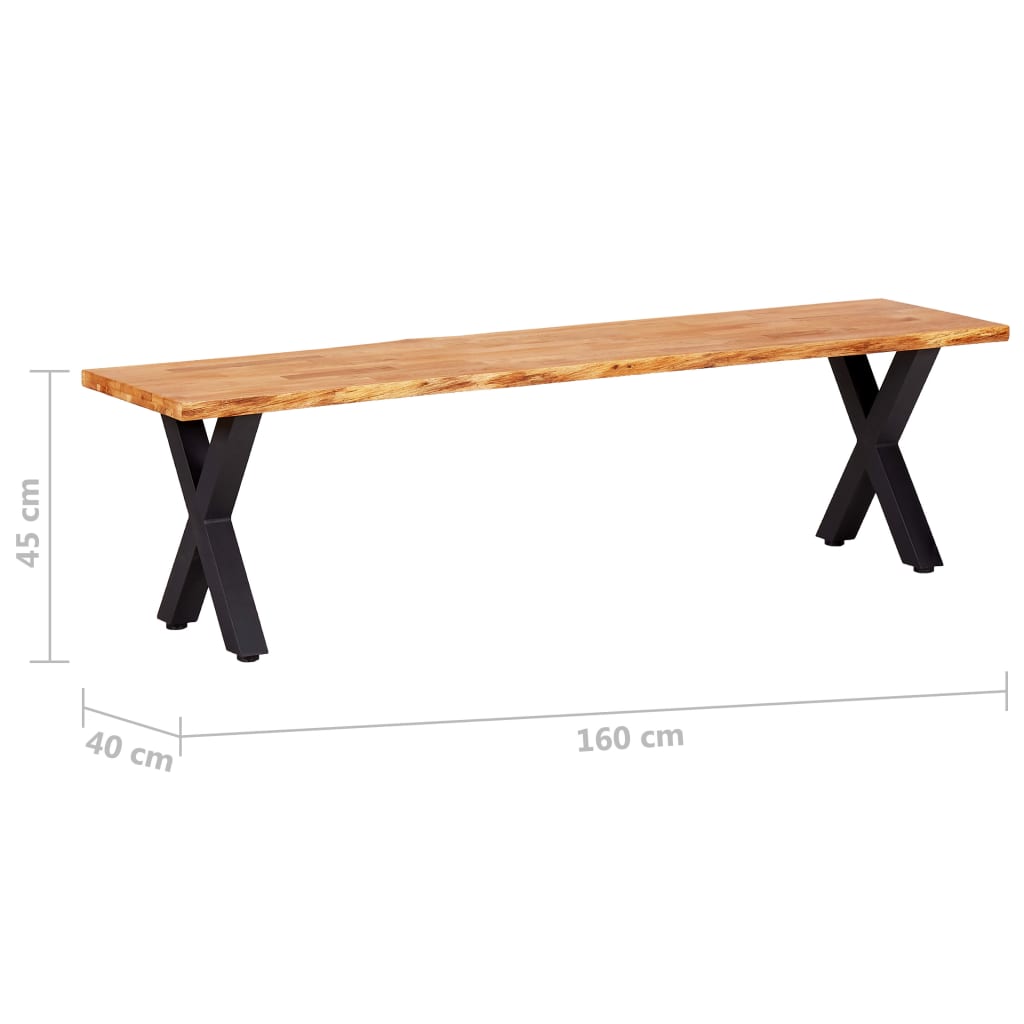 vidaXL Bench 160 cm Natural Solid Oak Wood | vidaXL.com.au