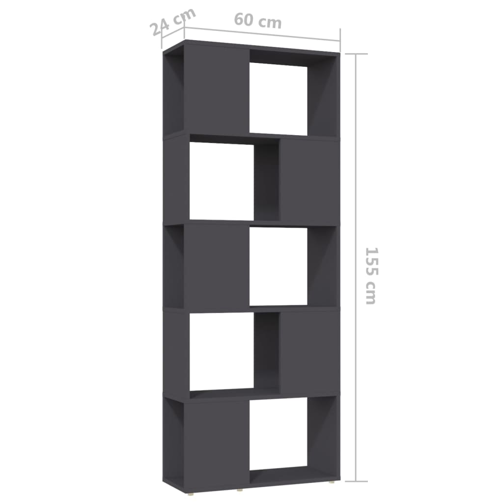 vidaXL Book Cabinet Room Divider Grey 60x24x155 cm Engineered Wood
