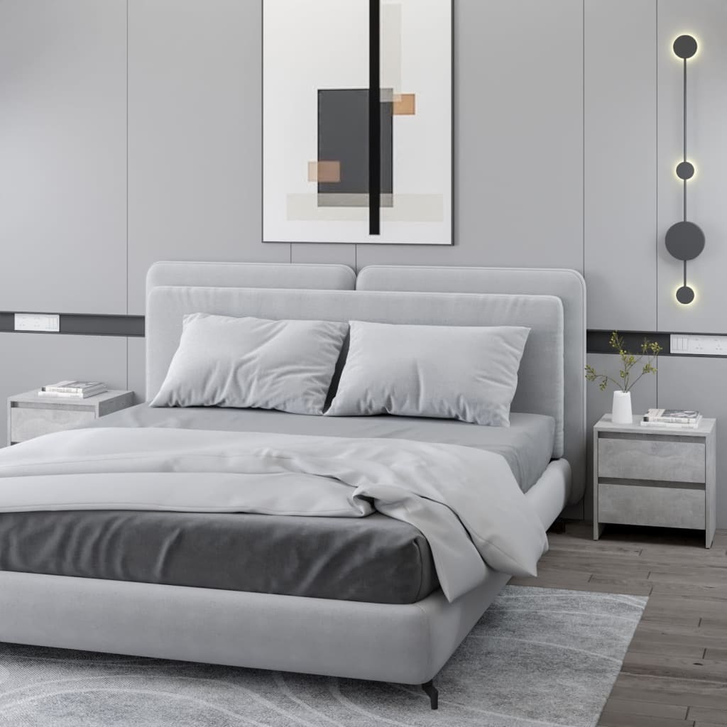 vidaXL Bedside Cabinets 2 pcs Concrete Grey 45x34.5x44.5 cm Engineered Wood