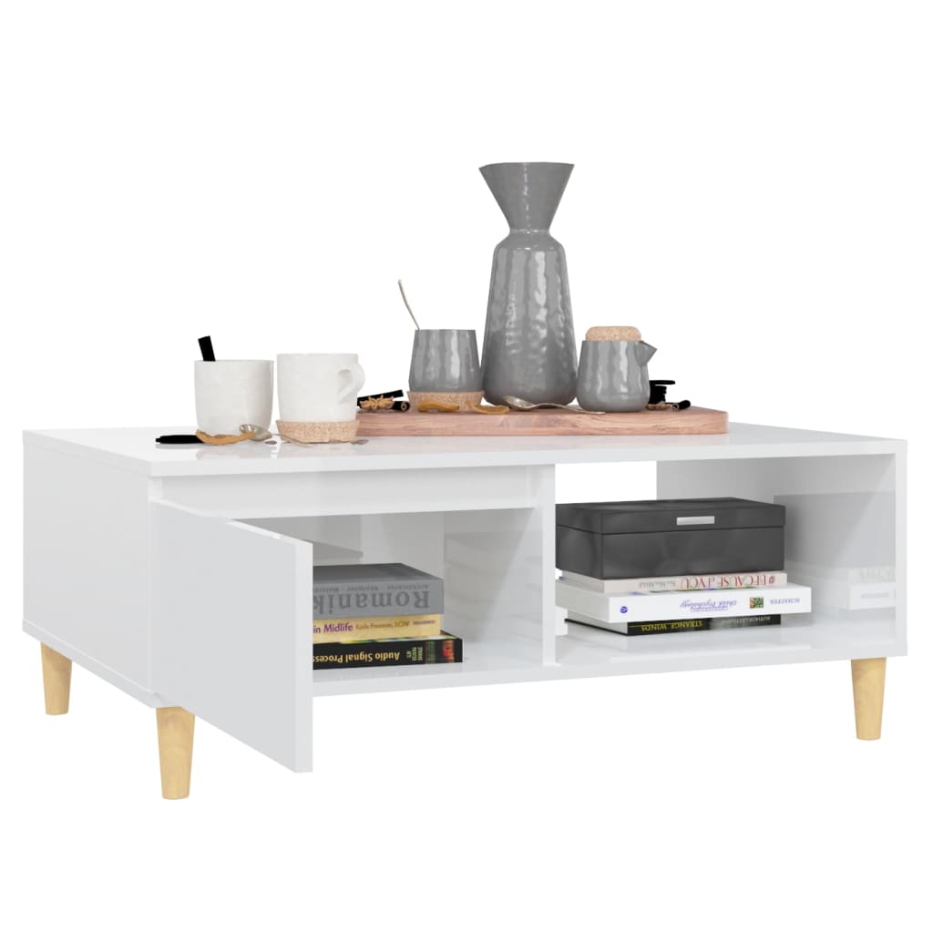 vidaXL Coffee Table High Gloss White 90x60x35 cm Engineered Wood