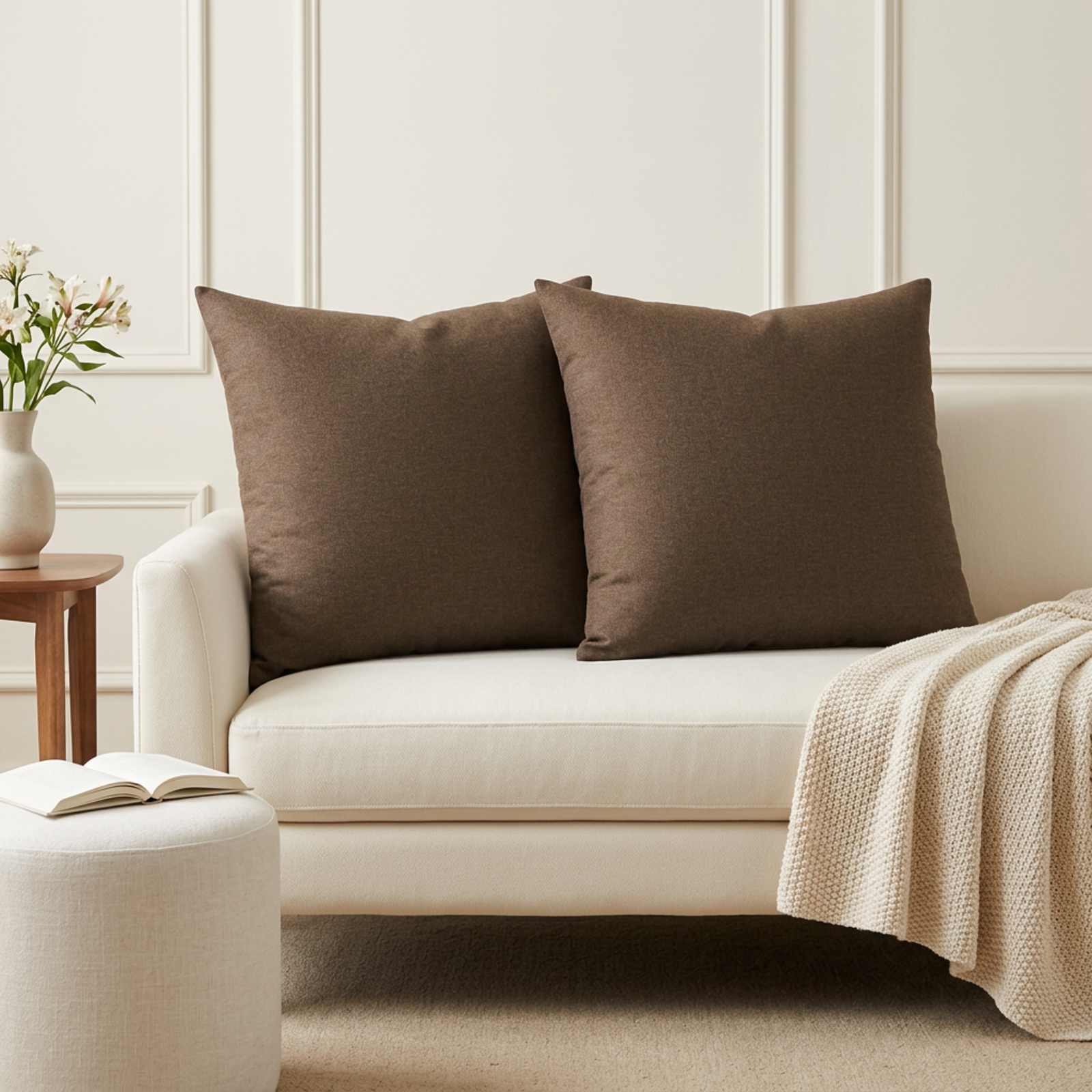 vidaXL Throw Pillow 2 pcs HEERLEN Brown 60 x 60 cm Fabric | vidaXL.com.au