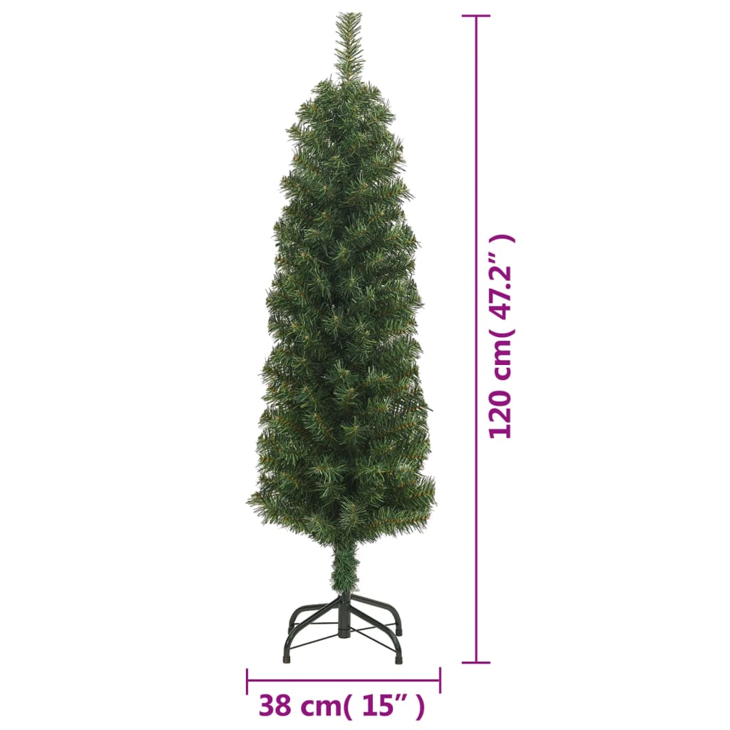 vidaXL Slim Artificial Christmas Tree with Stand Green 120 cm PVC