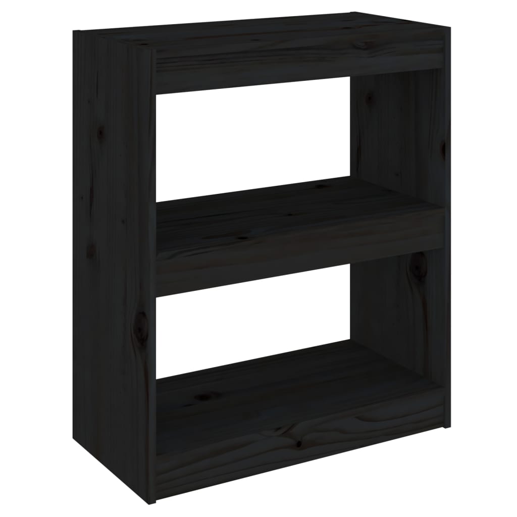 vidaXL Book Cabinet/Room Divider Black 60x30x71.5 cm Solid Wood Pine