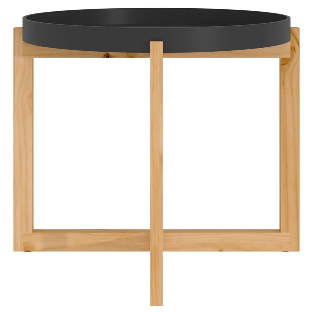 vidaXL Coffee Table Black 53x53x43.5cm Engineered Wood&Solid Wood Pine